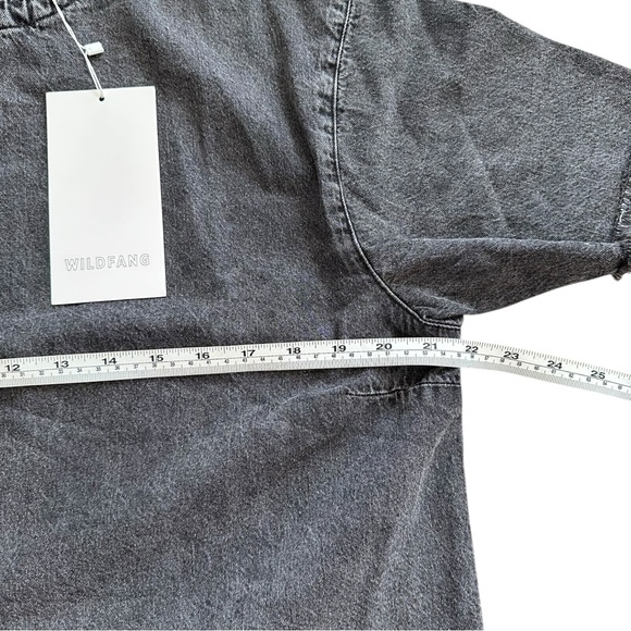NWT Wildfang The Essential Denim Boxy Top Charcoal Gray Short Sleeve Top Medium - Picture 3 of 6